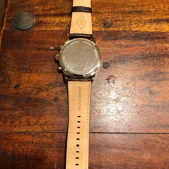 FOSSIL BQ2095 FLYNN GOLD BLUE BROWN LEATHER CHRONOGRAPHMEN WATCH